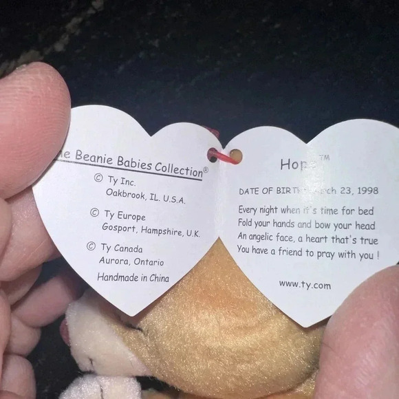 MINT CONDITION! “Hope” the praying TY Beanie Baby, 1998, P.E. Pellets, 5th Gen - Picture 8 of 12